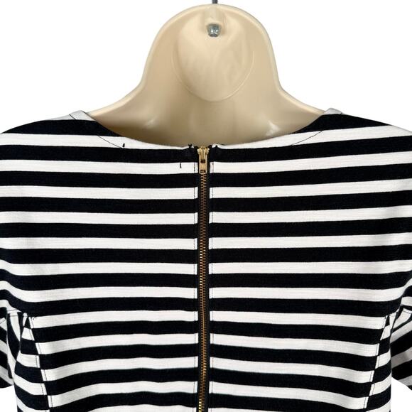 J Crew Dress Womens Small Black White Stripe Shift Seamed Cotton Stretch C6514 - Picture 6 of 16